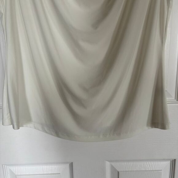 Dressbarn Sleeveless Drape Neck Blouse White XL - Picture 4 of 7